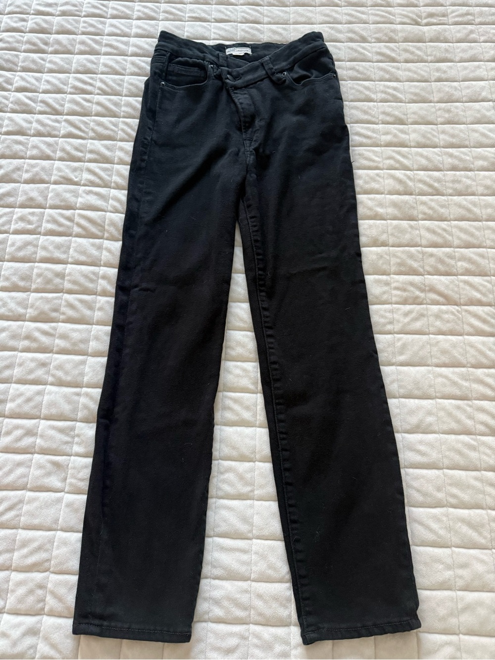 Good American Off Center Button Women's Black Denim Jeans
